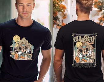 Retro Cowboy Mickey T-shirt, Comfort Colors Western Mickey Mouse Tee, Family Trip Shirt, Magic Kingdom, Western Holiday Gifts