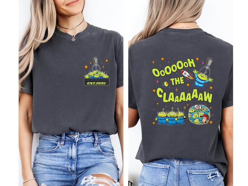 Toy Story Aliens Claw Machine Shirt, Comfort Colors Two-sided Aliens Oh The Claw Tee, Walt Disneyworld Family Trip Tees, Toy Story Fans Tees immagine 3