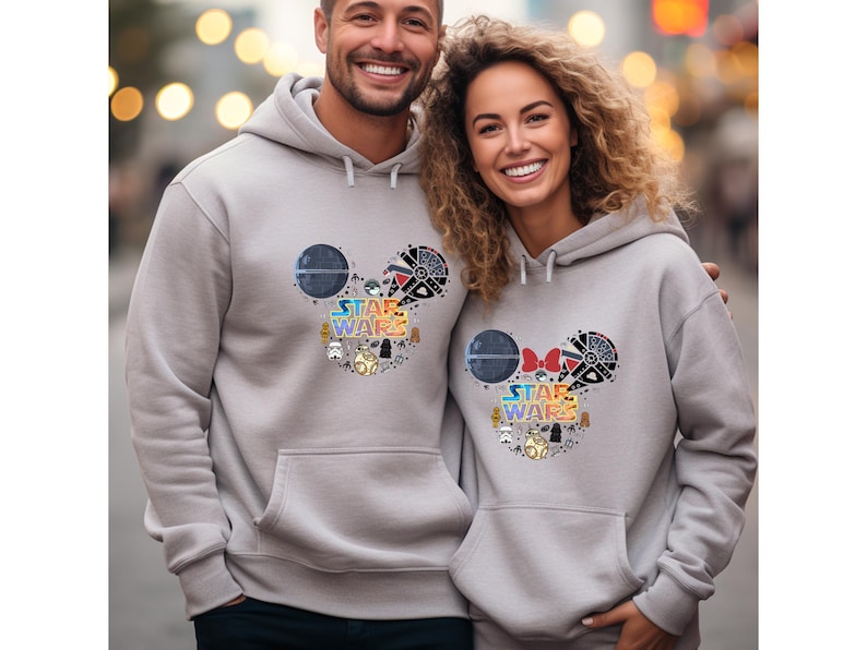 Star Wars Disneyland Sweatshirt, Minnie and Mickey Star Wars Hoodies, Couple Star Wars Sweaters, Matching Family Shirts, Star Wars Fan Gifts immagine 4