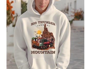 Retro Big Thunder Mountain Railroad Sweater, Mickey And Friends Big Thunder Mountain Hoodie,  Men's Disneyland Trip Crewnecks, Kids Sweater