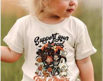 Vintage Support Your Local Trick or Treaters Shirt, Cute Halloween Tees, Spooky Season Kids Shirt, Happy Halloween Tee, Spooky Nostalgia