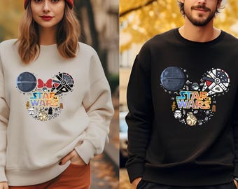 Sudadera de Star Wars de Disneyland, sudaderas con capucha de Minnie y Mickey de Star Wars, suéteres de Star Wars para parejas, camisetas familiares a juego, regalos para fans de Star Wars