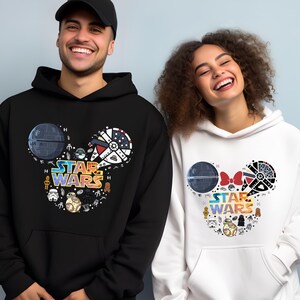 Star Wars Disneyland Sweatshirt, Minnie and Mickey Star Wars Hoodies, Couple Star Wars Sweaters, Matching Family Shirts, Star Wars Fan Gifts immagine 5