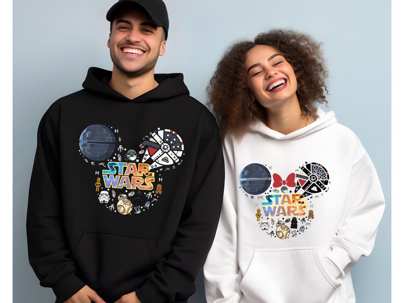 Star Wars Disneyland Sweatshirt, Minnie and Mickey Star Wars Hoodies, Couple Star Wars Sweaters, Matching Family Shirts, Star Wars Fan Gifts immagine 5