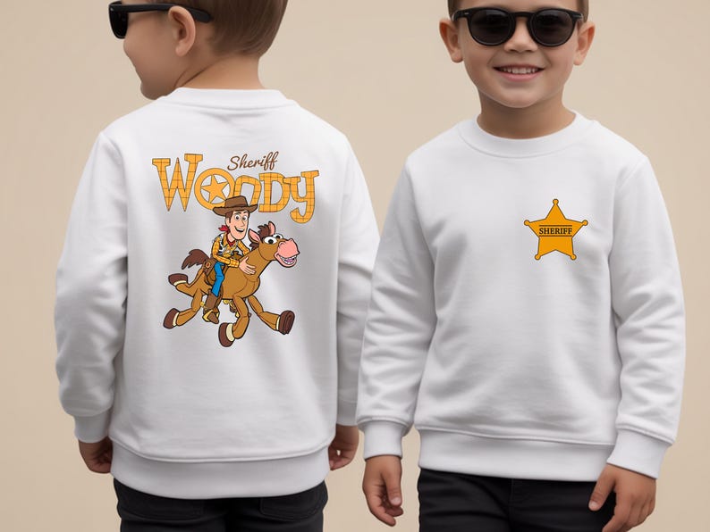 Sheriff Woody Sweatshirt, Toy Story Woody Hoodie, Boys Sheriff Sweater zdjęcie 3