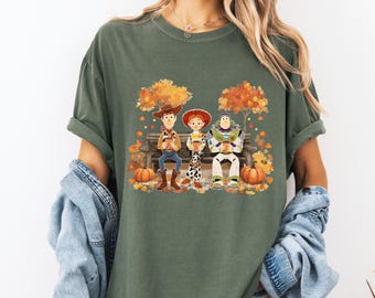 Toy Story Hot Cacao Fall Shirt, Woody Jessie Buzz  Halloween Tee, Halloween Party, Autumn Vibes, Toy Story Fans Trick or Treat Tee, Kids Tee