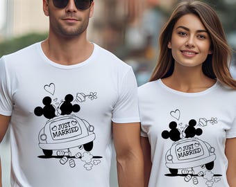 Just Married Honeymoon Shirt , Happily Ever After Tee, Minnie Mickey Honeymoon Couple Shirt, Disney Honeymoon Tees, Disneyland Wedding Gifts