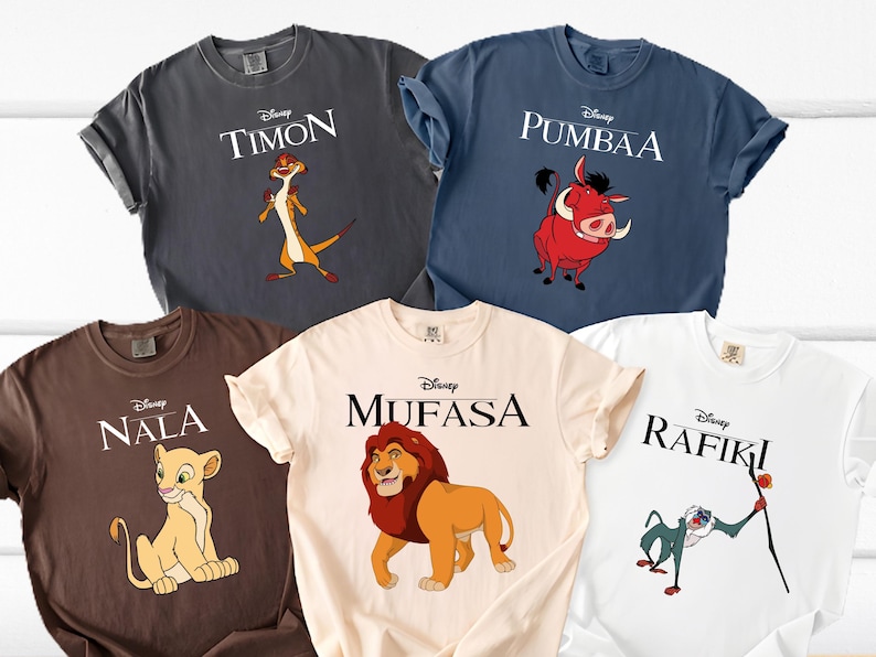Hakuna Matata Lion King Characters Family Trip Shirts, Matching Animal Kingdom Group Tees image 1