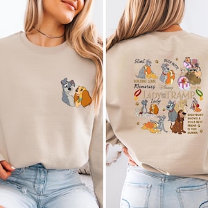 Disney Lady and Tramp Sweater, Cartoon Couple Dogs Hoodie, Dog Owner Gifts, Disney Dogs, Disneyland Trip Crewnecks, Building Memories
