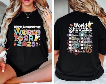 Disney Epcot World Tour 2025 Shirt, Comfort Colors Drink Around The World Tour Tee, Epcot World Showcase Tee, Mickey & Co Drinking Team