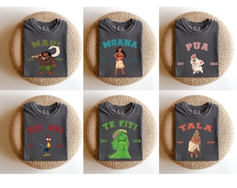 Moana 2 Movie Shirts, Matching Moana Characters Tees, Comfort Colors Moana Maui Pua Hei Hei Tala Te Fiti Kakamorra Tamatoa Tees, Vacay Mode