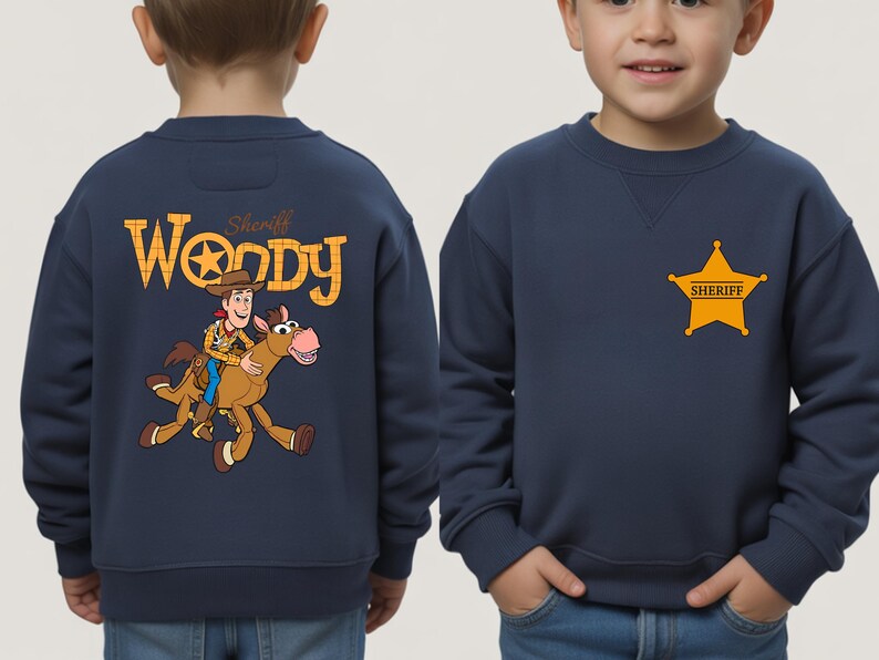 Sheriff Woody Sweatshirt, Toy Story Woody Hoodie, Boys Sheriff Sweater zdjęcie 7