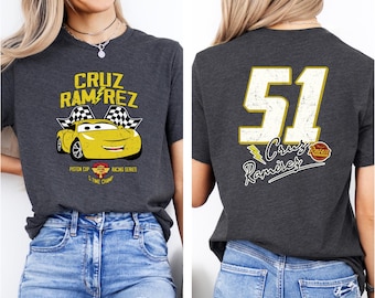 Camiseta de Cruz Ramírez de Cars, Camiseta Pixar Cars Cruz Ramírez 51, Camiseta Disneyland para hombre, Camiseta de cumpleaños para niño, Regalo para papá