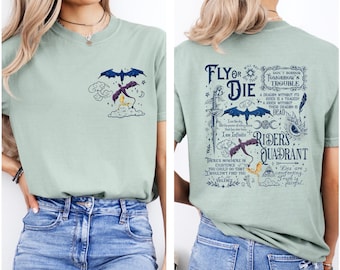 Comfort Colors Fourth Wing Shirt, Fly or Die, Basgiath War College Dragon Rider Tee, Violet Sorrengail,  Fantasy Book Lover Riders Quandrant