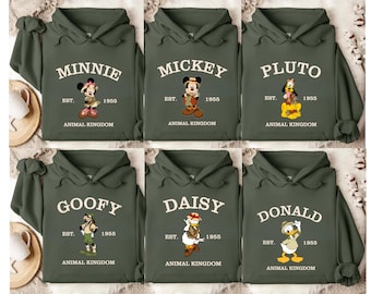 Mickey and Friends Animal Kingdom Sweaters, Matching Minnie Goofy Pluto Daisy Donald Safari Hoodies
