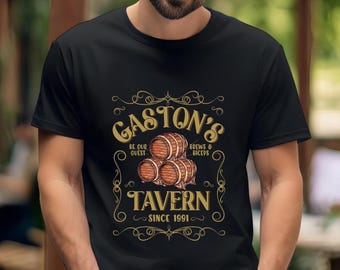 Camiseta de La Bella y la Bestia, camiseta de La Taberna de Gastón de Disney, camiseta de la Princesa Bella de Disney, camisetas de vacaciones en Disneyland para hombre, regalo para novio