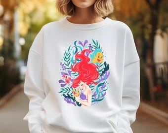Little Mermaid Sweatshirt, Princess Ariel Hoodie, Disney Ariel Sweaters, Matching Princess Crewnecks, Kids Sweaters