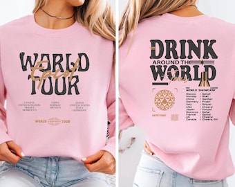 Epcot World Tour Sweatshirt, Disney World Traveler Food & Wine Festival, Drink Around The World Hoodie