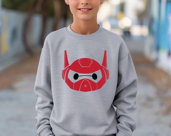 Baymax Big Hero Helmet Sweatshirt, Baymax Helmet Hoodie, Big Hero 6 Sweater, Baymax Fans Gift, Disneyland Family Trip Crewnecks