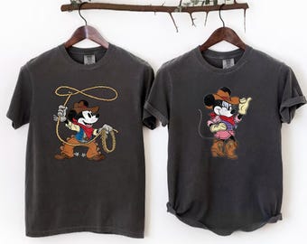 Minnie Mickey Cowboy Couple Shirt, Western Disney Family Tees, Matching Country Shirts
