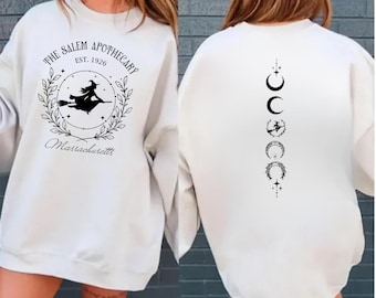 Salem Apothecary Sweater, Salem Massachusetts Spooky Witch Halloween Hoodie, Halloween Party Sweaters, Women Witch Crewneck, Witchy Vibes