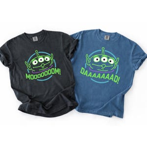 Toy Story Alien Dad Mom Shirts, Toy Story 5 Movie Parents Tees, Pizza Planet Aliens, Alien Fans Family Tees, Toy Story Party Mom Dad Shirts