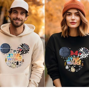 Star Wars Disneyland Sweatshirt, Minnie and Mickey Star Wars Hoodies, Couple Star Wars Sweaters, Matching Family Shirts, Star Wars Fan Gifts immagine 2