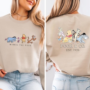Retro Winnie The Pooh And Friends Sweater, Disney Pooh Hoodie, Pooh Bear And Co Fans, Winnie The Pooh Family Trip Crewnecks, Birthday Gifts