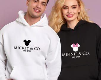 Matching Minnie and Mickey Sweaters, Disney Minnie & Co Hoodie, Mickey Co Crewneck, Couple Disneyland Sweaters, Parents Family Trip Hoodies