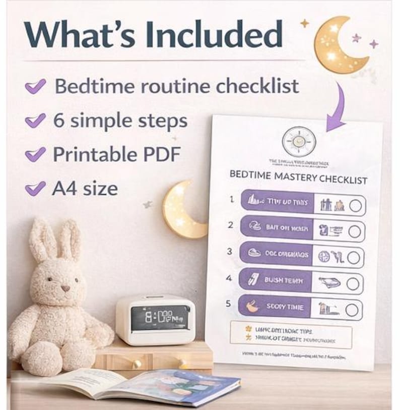 Kids Bedtime Routine Chart | Visual Sleep Schedule, ADHD, Autism ...