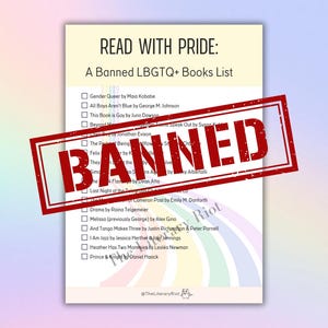 Pride Banned LGBTQ+ Books Checklist: Rainbow Reading Tracker (Digital Printable)