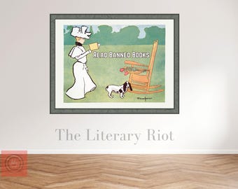 Read Banned Books Vintage Poster: Library Decor (Digital Download)