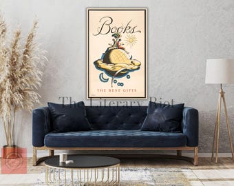 Vintage Buch Poster: Himmlische Literatur als Geschenk (PDF & PNG)