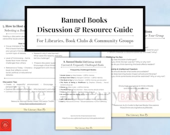 May include: A guide for libraries, book clubs, and community groups on how to host discussions about banned books. The guide includes a list of frequently challenged books, discussion tips, and resources for further information.