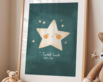 Twinkle Twinkle Little Star Nursery Wall Art – Neutral Boho Printable – Gender Neutral Baby Room Decor – Kids Art – Instant Download Print