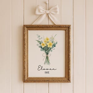 Personalized Daffodil Nursery Art: March Birth Flower Print (Digital Download)