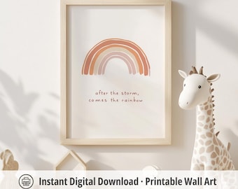Regenboog print babykamer | Afdrukbare muurdecoratie | Minimalistische pastelkleurige muurkunst | Herdenking babyverlies | Digitale download | Boho-babykamer