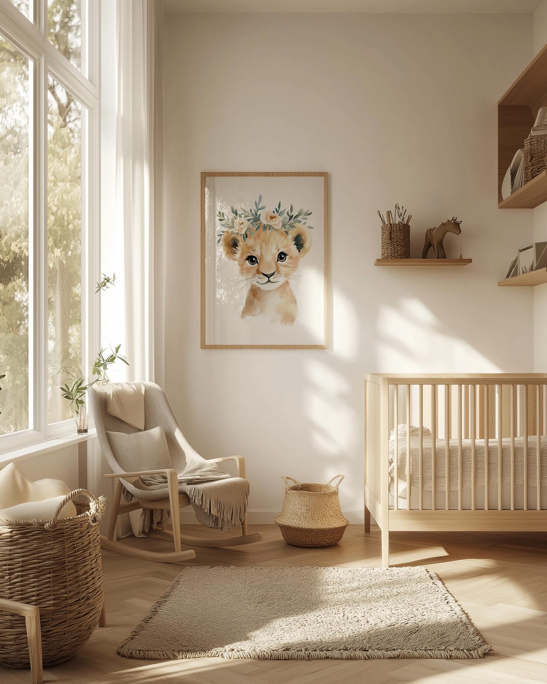 Safari Animal Nursery Wall Art Set of 6, Baby Girl Nursery Decor ...