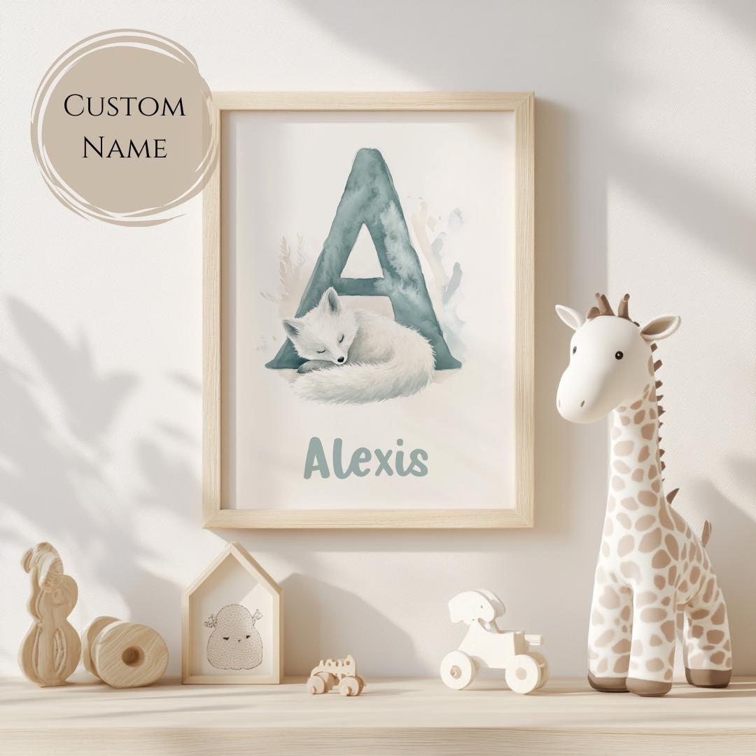 personalized-baby-name-a-arctic-fox-nursery-print-custom-nursery