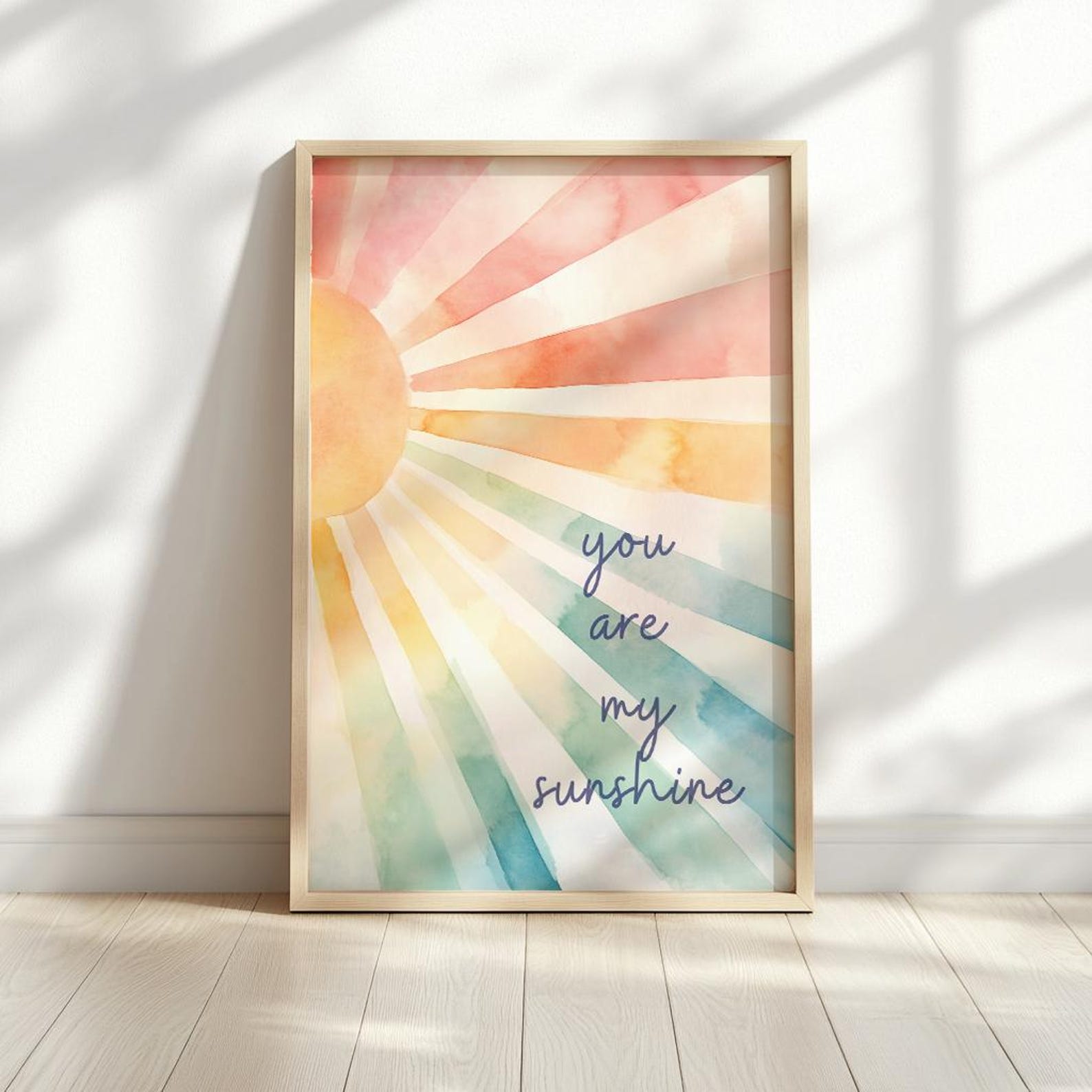 You Are My Sunshine Nursery Wall Art, Rainbow Nursery Print, Watercolor ...