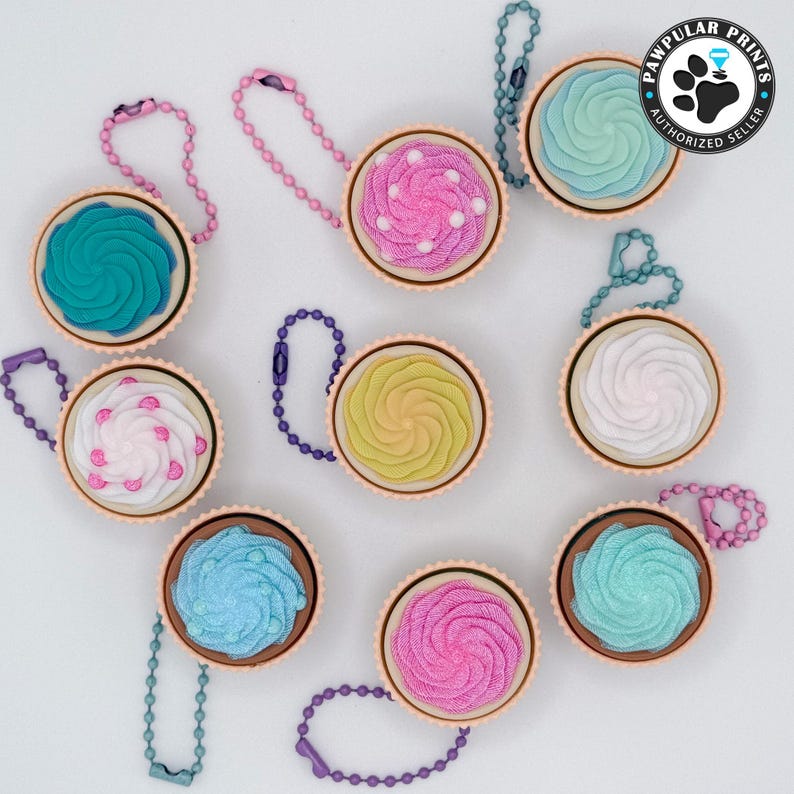 3D Printed Cupcake Clicky Keychain - Assorted Colors Available ...