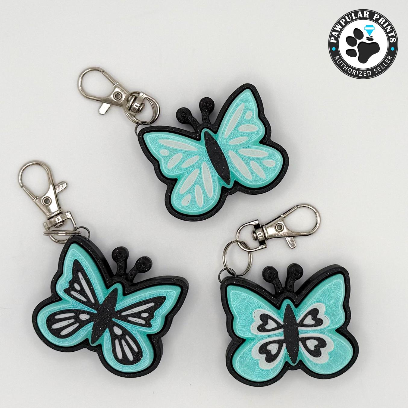 3D Printed Butterfly Clicky Keychain - Assorted Options Available ...