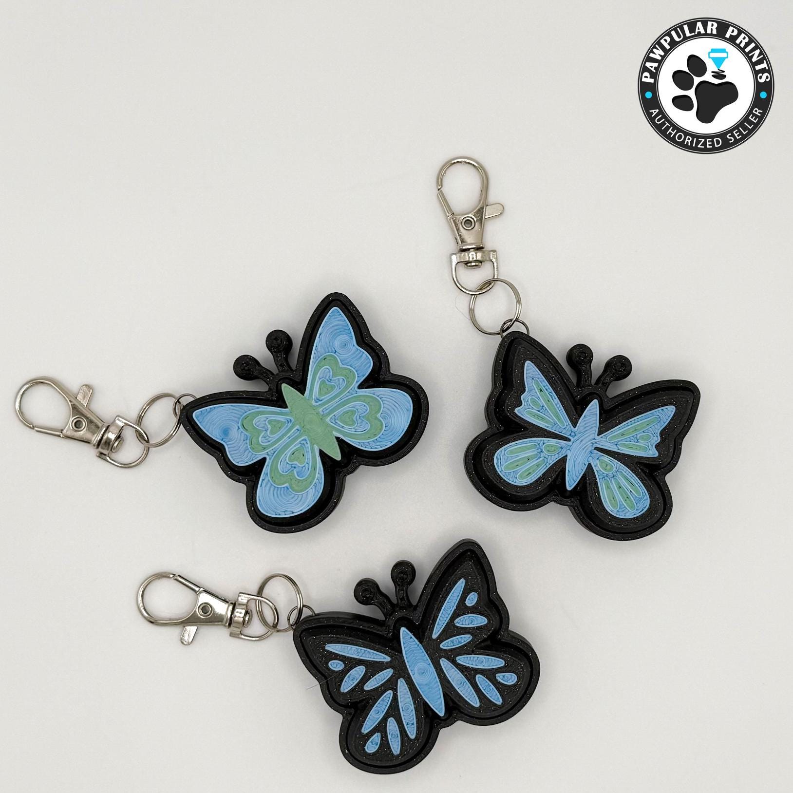 3D Printed Butterfly Clicky Keychain - Assorted Options Available ...