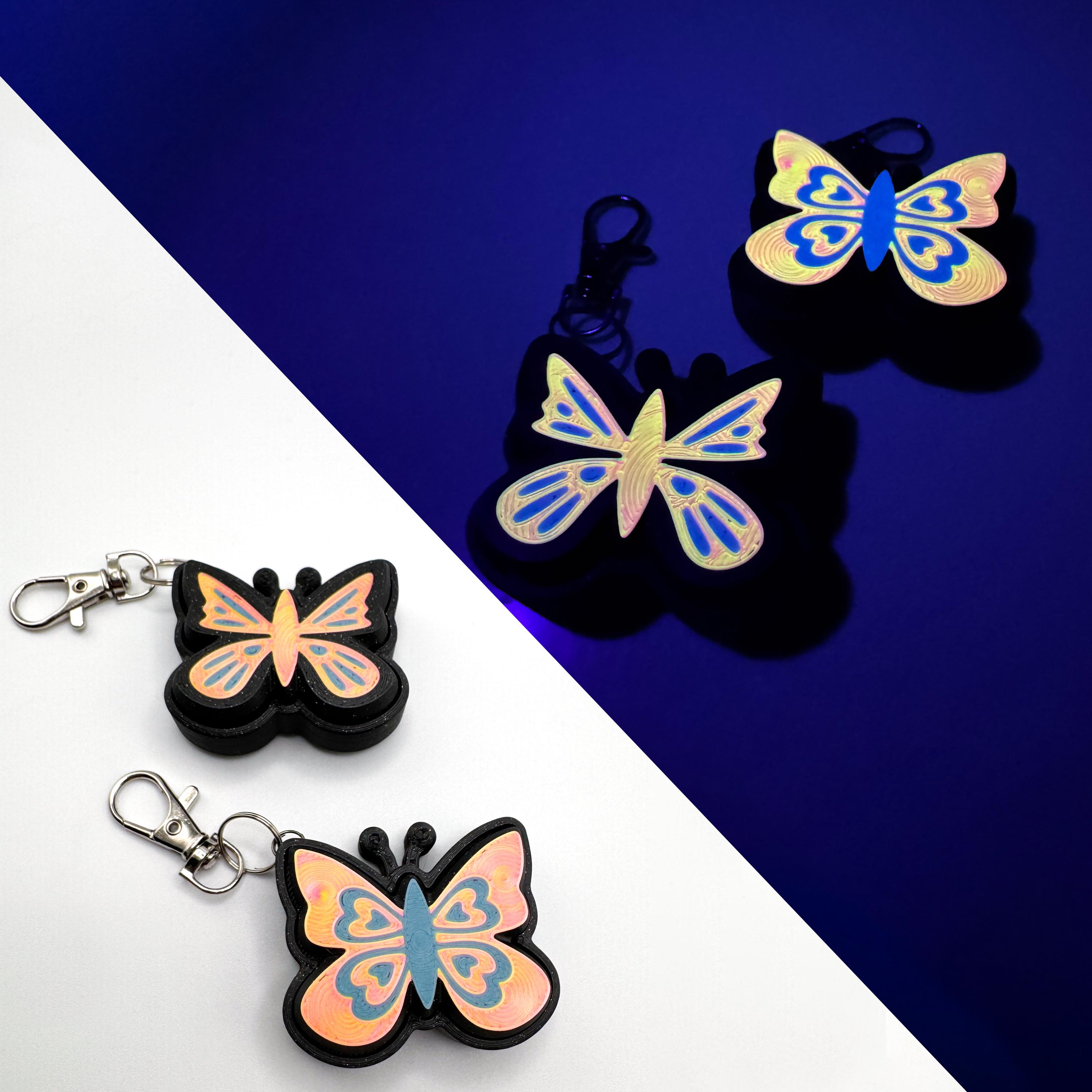 3D Printed Butterfly Clicky Keychain - Assorted Options Available ...