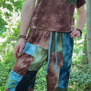 Pantalon à patchwork effet tie-dye cachemire