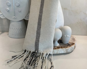 White cotton hand woven towel