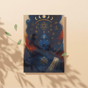 She Who Holds the Stars Within – Celestial Goddess Wall Art, Spiritual Feminine Divine Energy Print, Sacred Symbols Poster