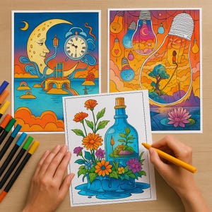 Printable Surreal Coloring Pages – Fantasy & Mindful Art (30 Pages)