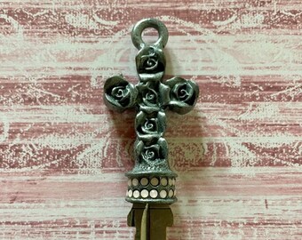 sweet rosary key blank with swarovski crystal