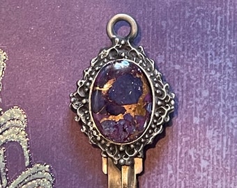 beautiful purple bronze turquoise key blank